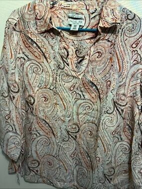 Rachel Zoe Cream and Pink Paisley Button-Down Blouse